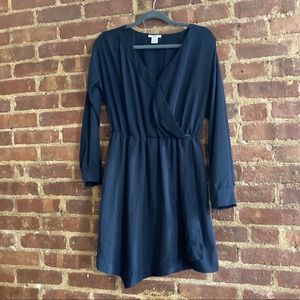 Faux wrap navy dress Bar III - M